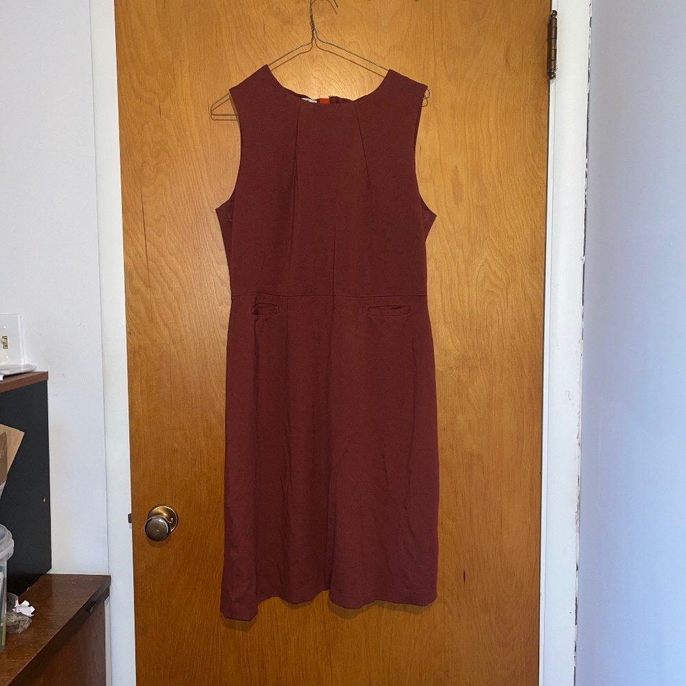 Brown Anne Klein Dress Front Slide Pockets Size 14